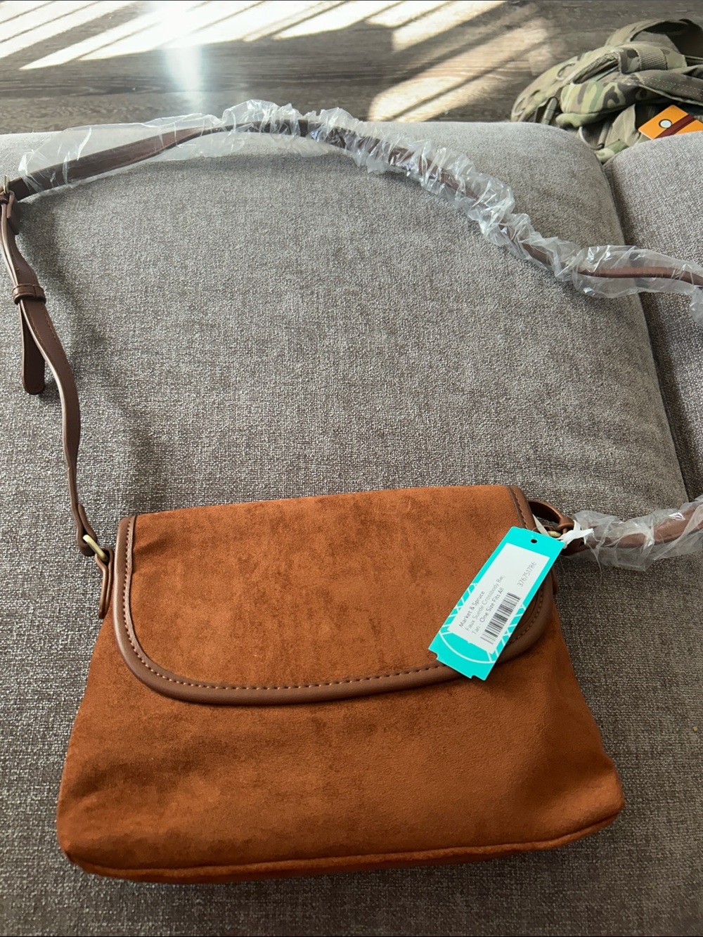 Market & Spruce Chestnut Suede Messenger Bag